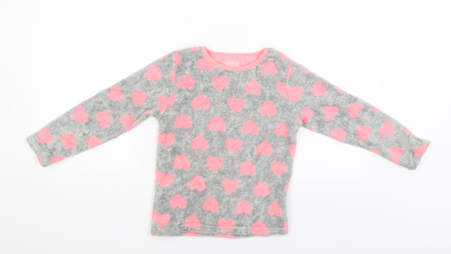 YD Girls Grey Solid  Cami Pyjama Top Size 7-8 Years  - Hearts
