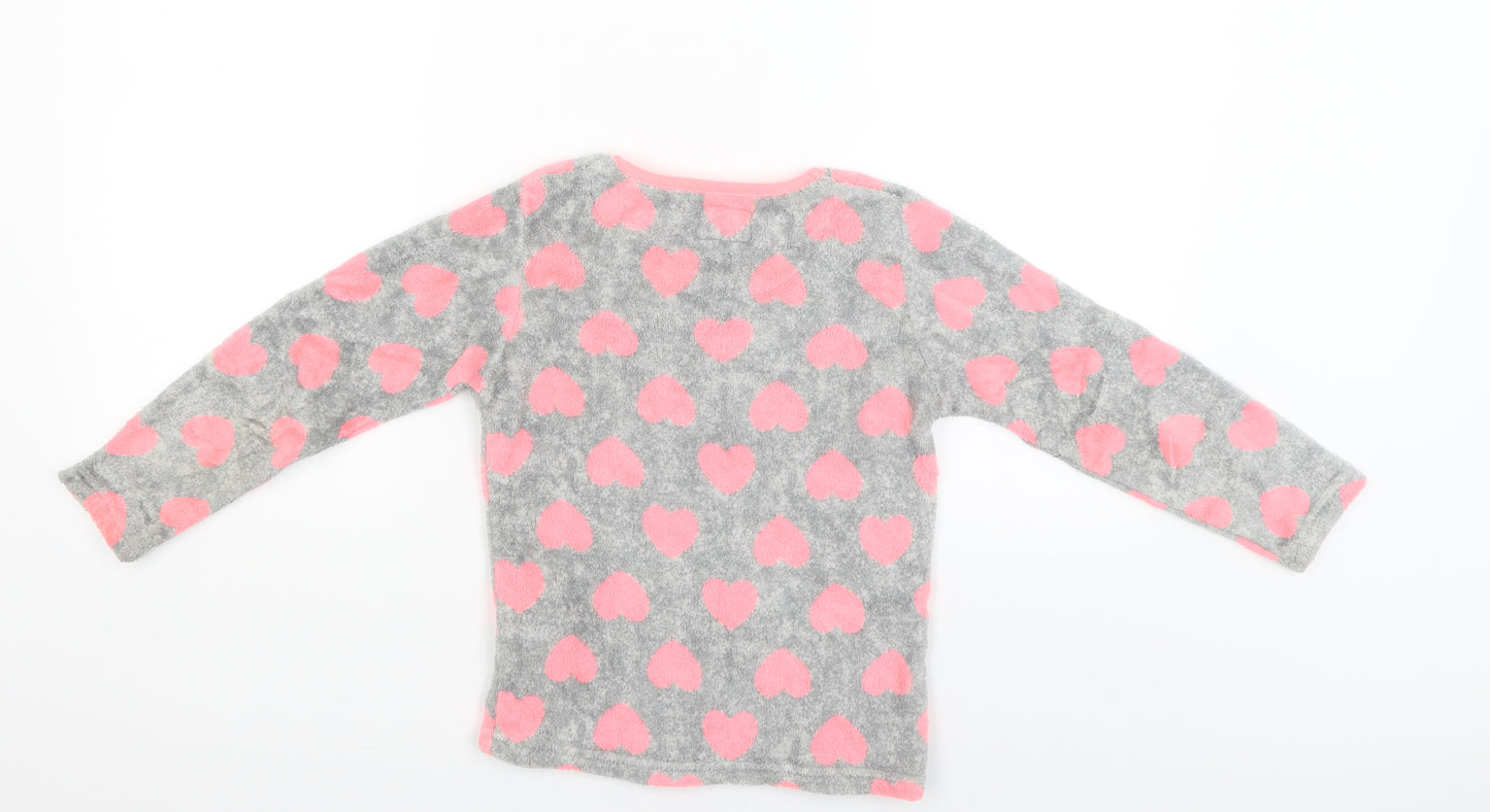 YD Girls Grey Solid  Cami Pyjama Top Size 7-8 Years  - Hearts