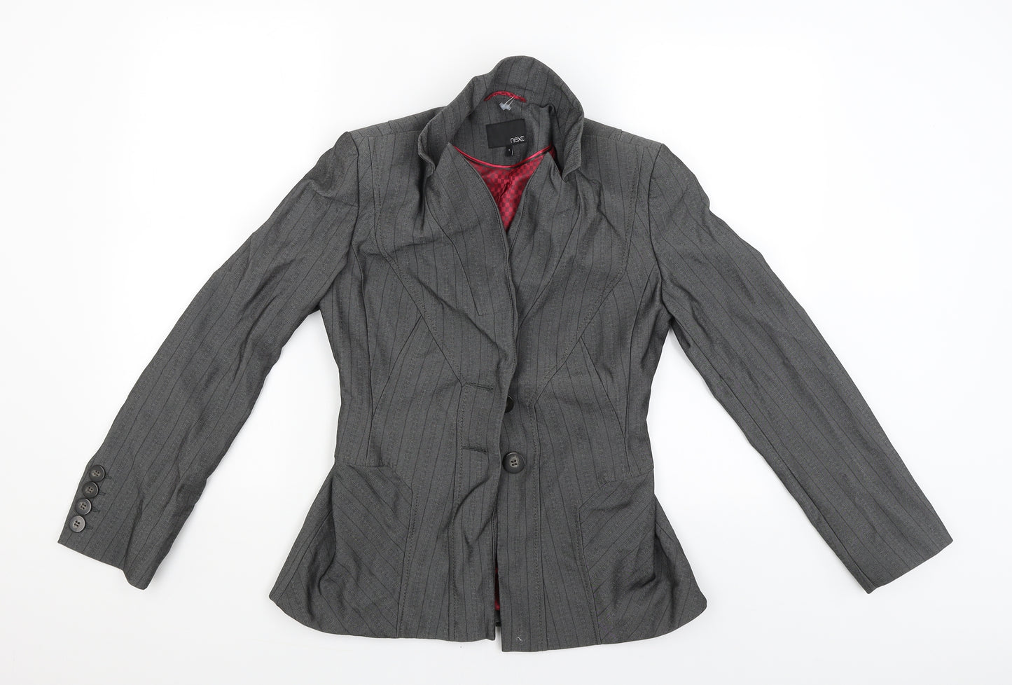 NEXT Womens Grey Striped  Jacket Blazer Size 8
