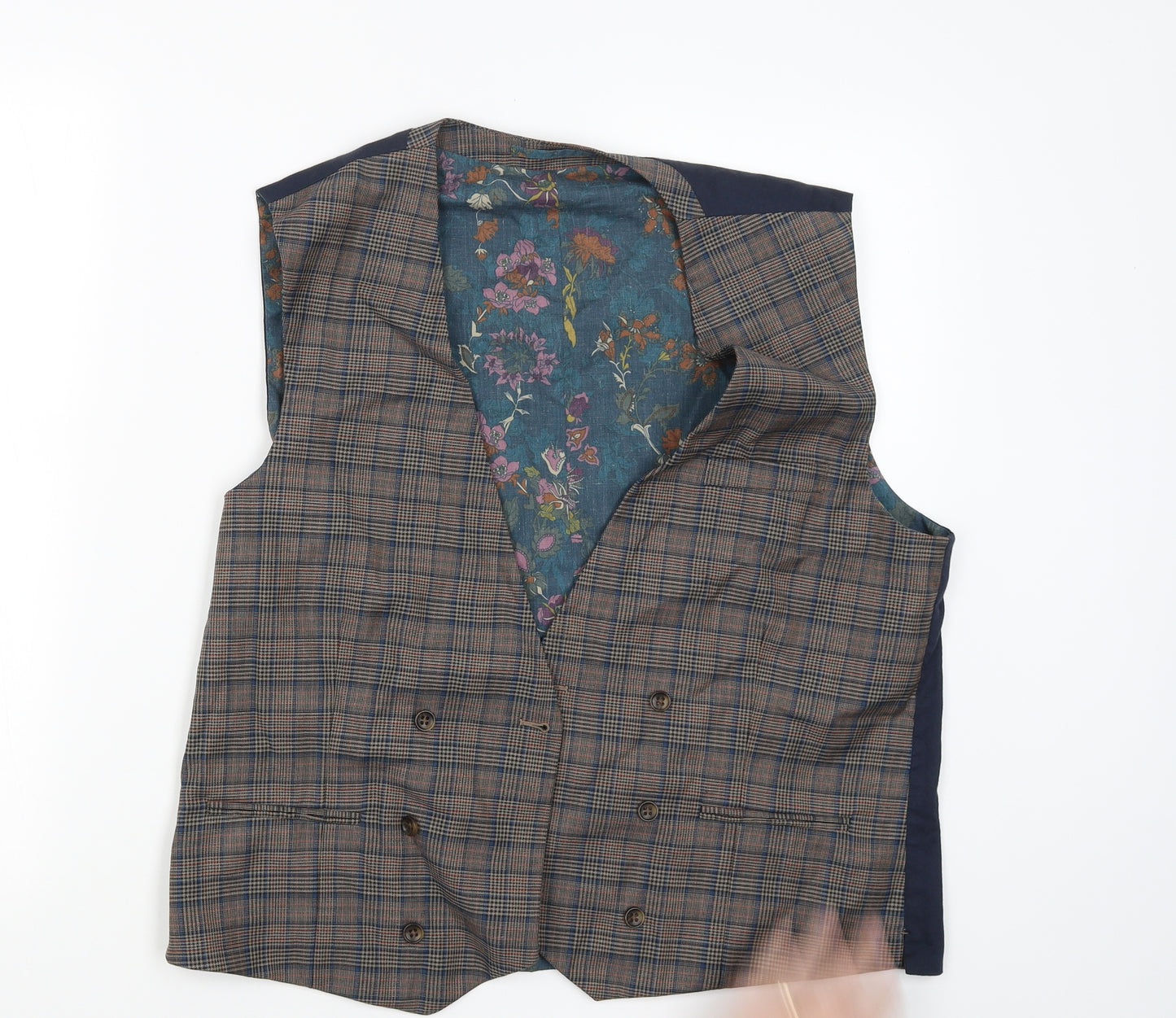 NEXT Mens Beige Check  Jacket Suit Waistcoat Size 42