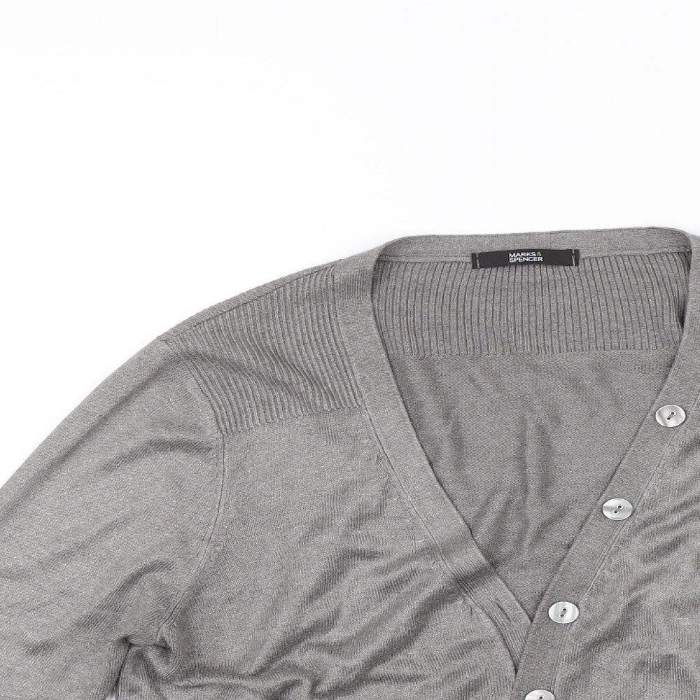 M&S Womens Grey   Cardigan Jumper Size 14