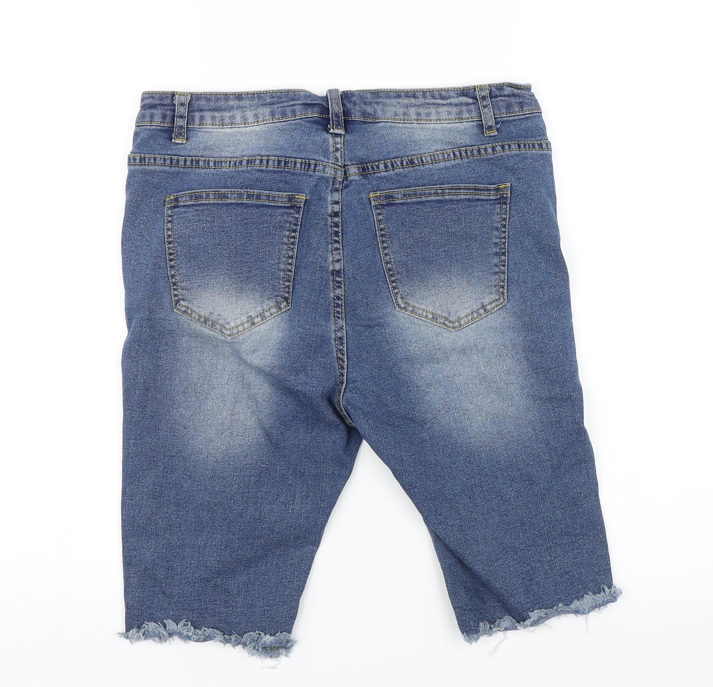 Boohoo Womens Blue  Denim Cut-Off Shorts Size 12 - Distressed
