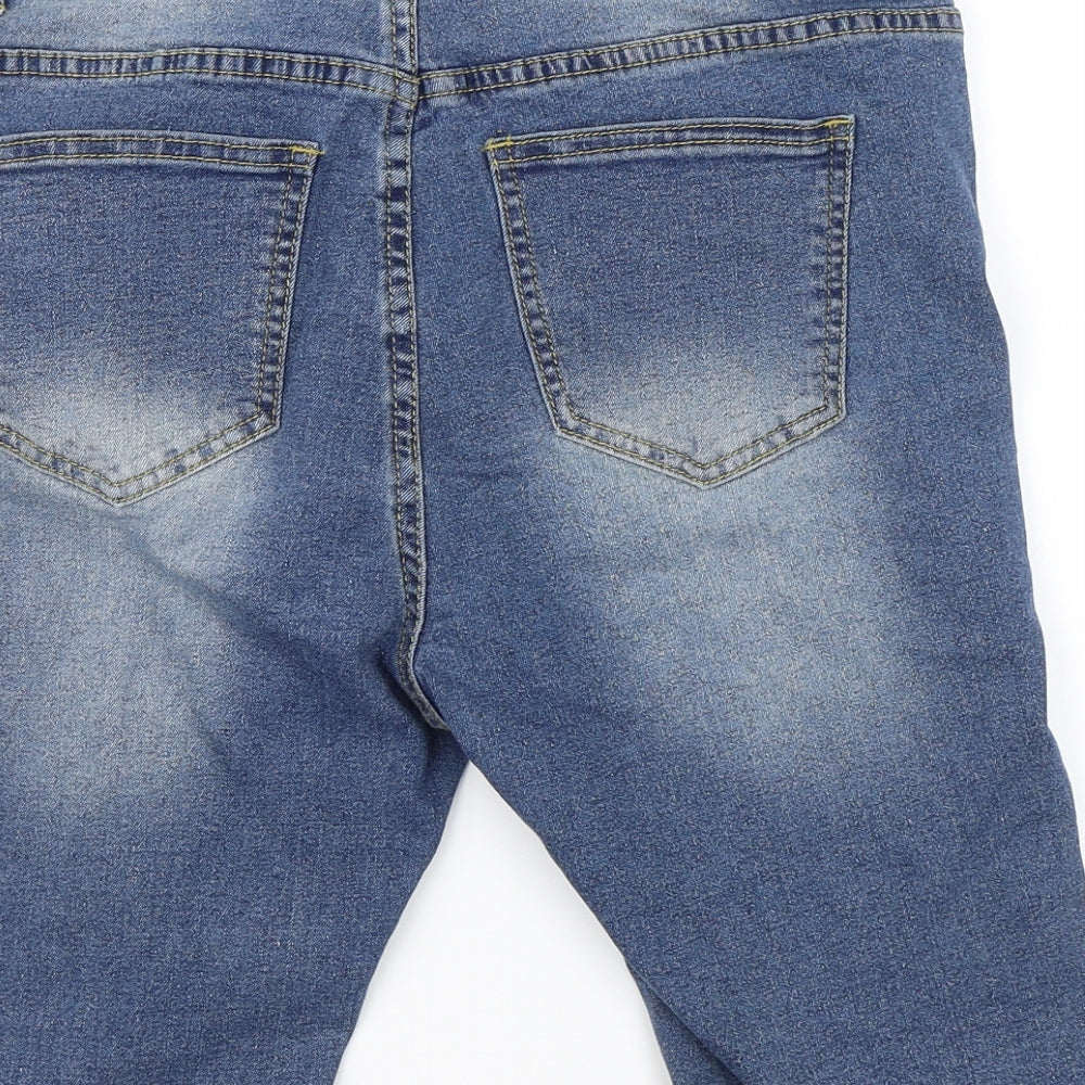 Boohoo Womens Blue  Denim Cut-Off Shorts Size 12 - Distressed
