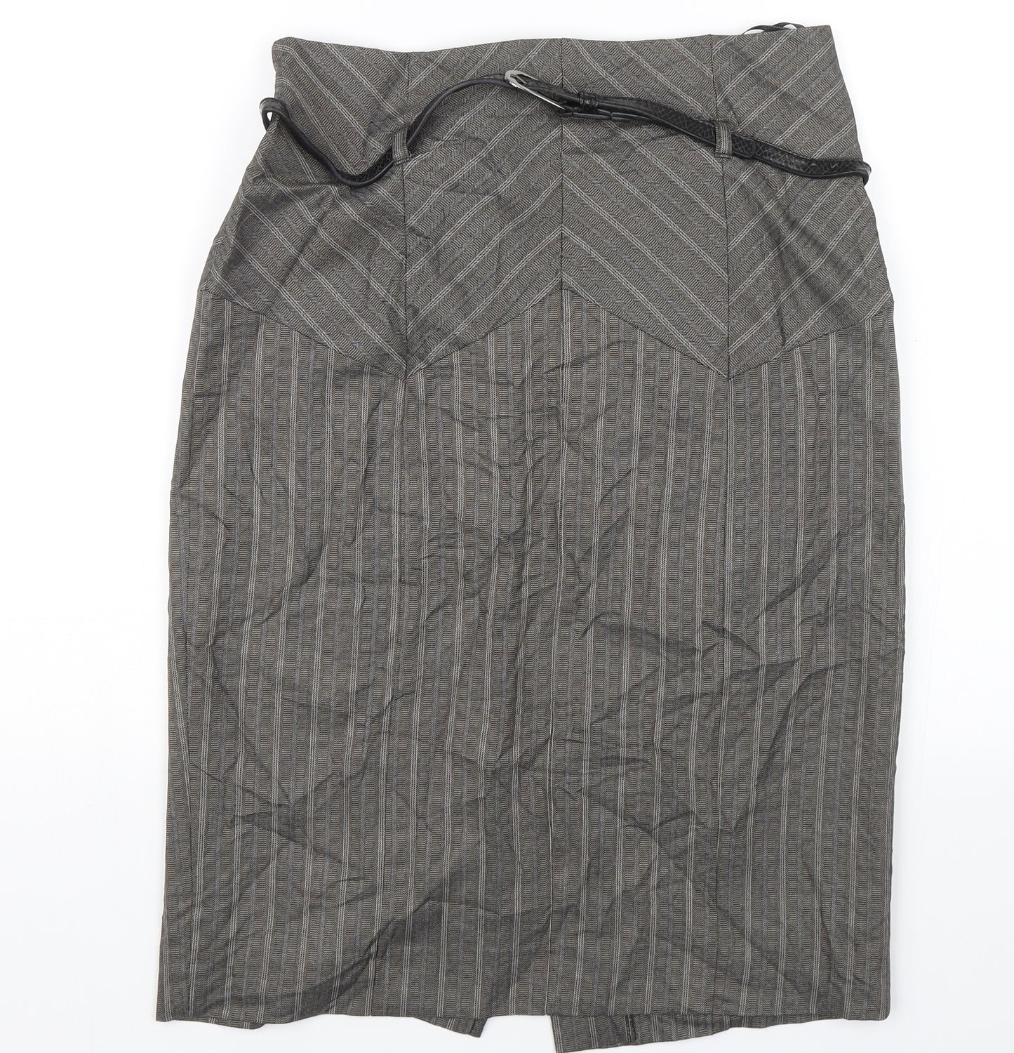 NEXT Womens Grey Striped  Straight & Pencil Skirt Size 12