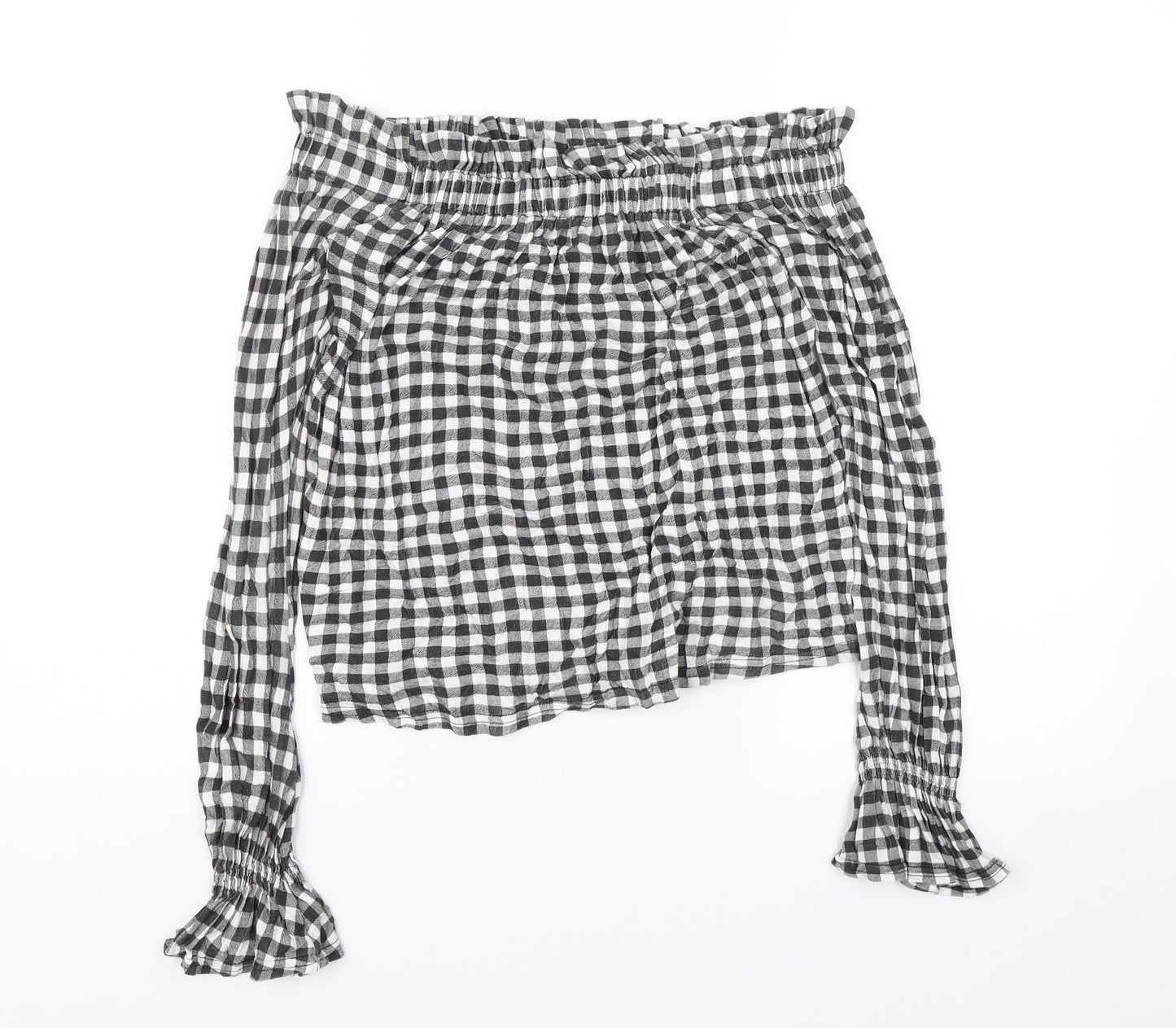 Atmosphere Womens Black Plaid  Basic Blouse Size 8