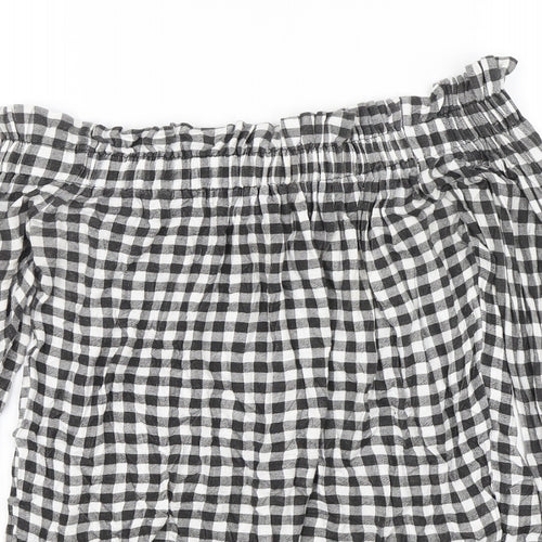 Atmosphere Womens Black Plaid  Basic Blouse Size 8