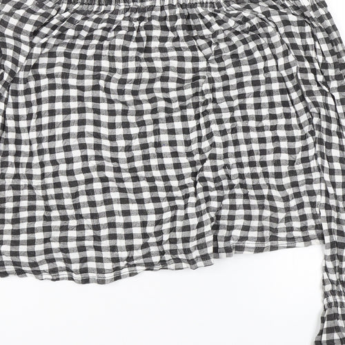 Atmosphere Womens Black Plaid  Basic Blouse Size 8