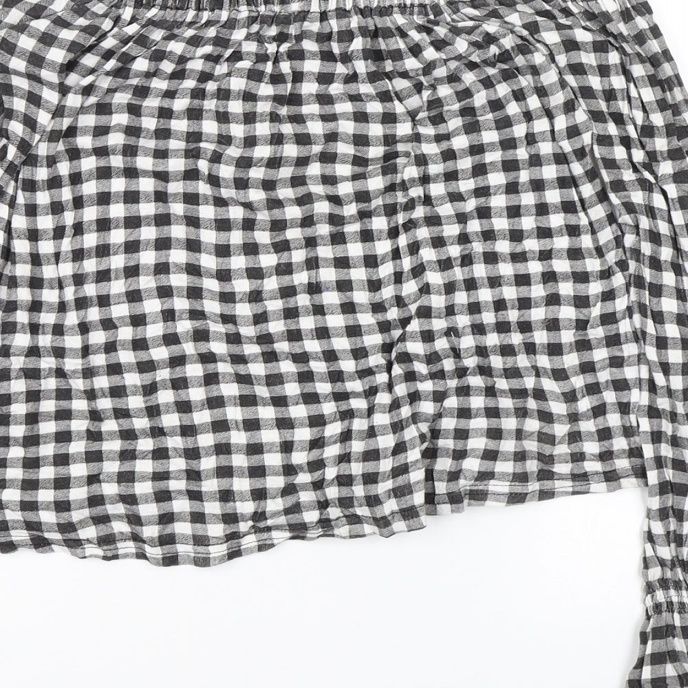 Atmosphere Womens Black Plaid  Basic Blouse Size 8