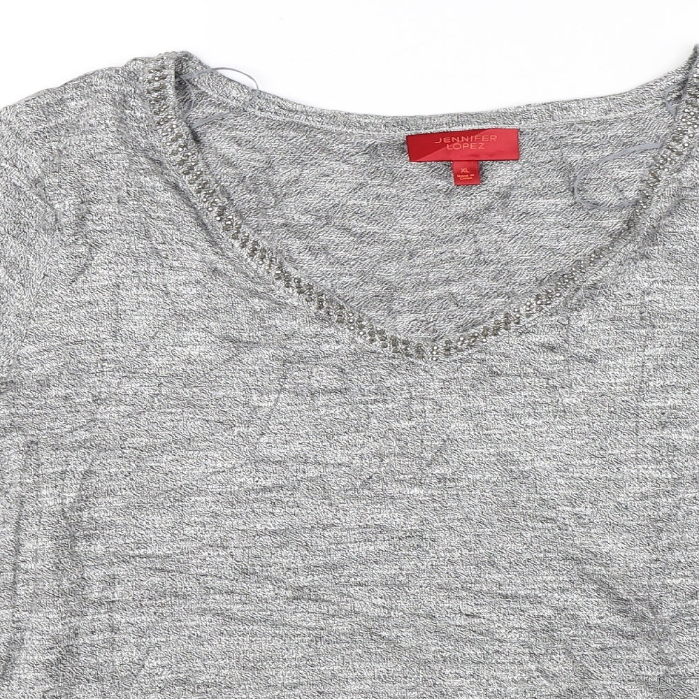 Jennifer Lopez Womens Grey  Rayon Basic Blouse Size XL