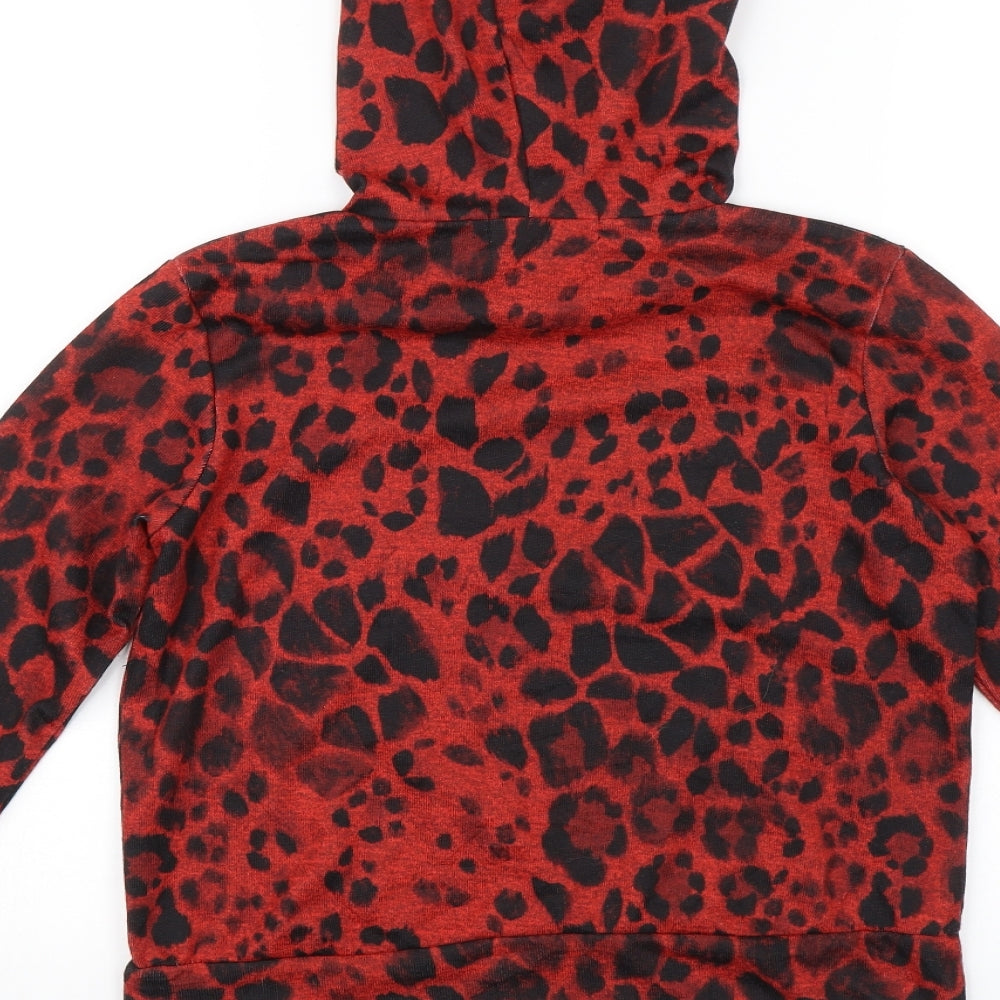 Carpe Diem Womens Red Animal Print  Pullover Hoodie Size S