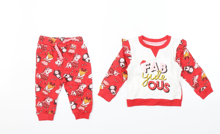 Studio Baby Baby Red Trousers Set Outfit/Set Size 6-9 Months