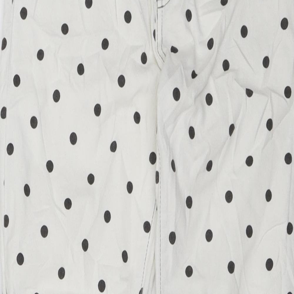 Pull&Bear Womens White Polka Dot Denim Skinny Jeans Size 12 L25 in