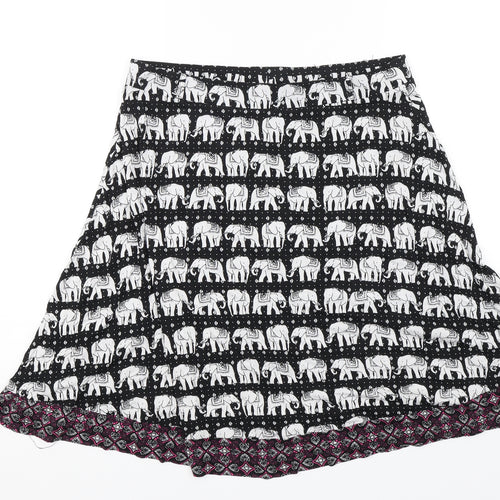 TU Womens Black Geometric  Swing Skirt Size 16  - Elephants