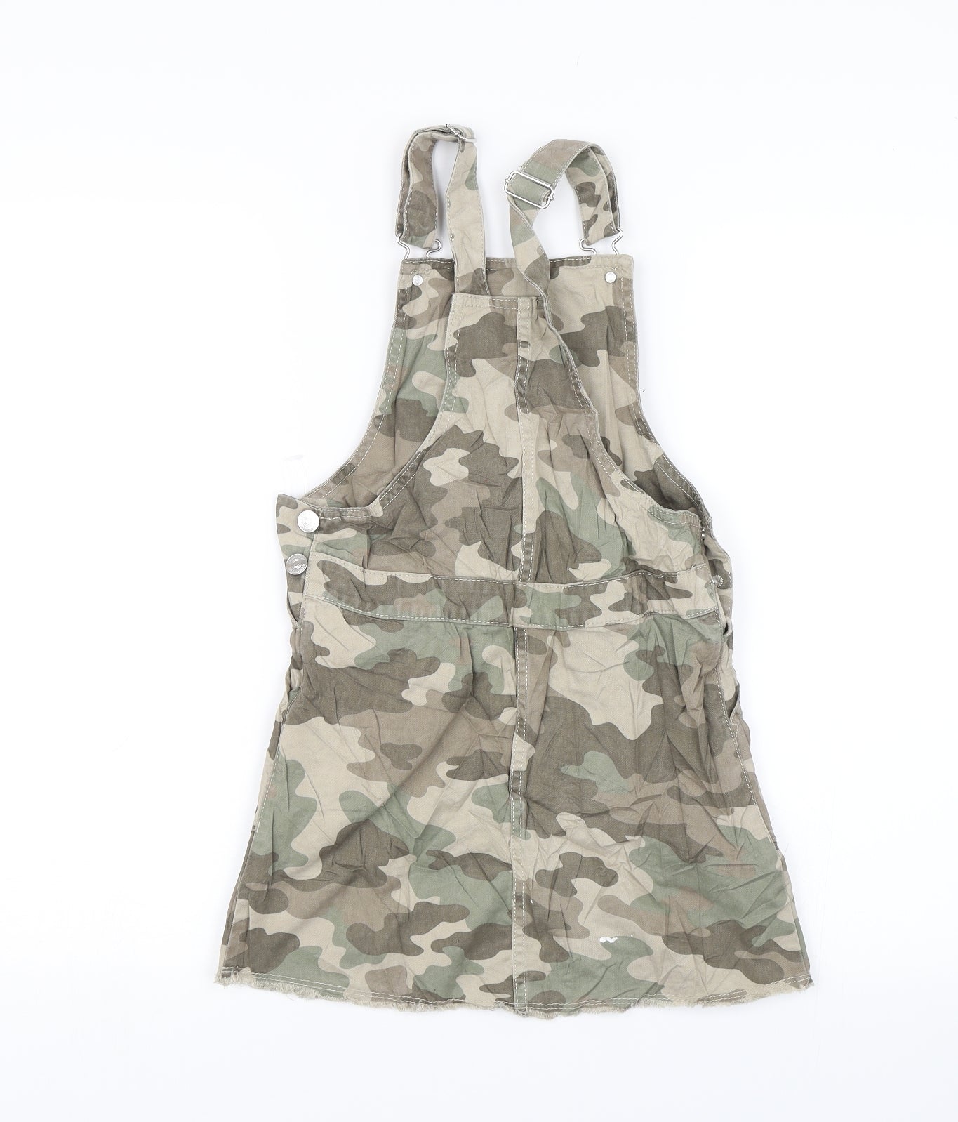 F&F Girls Green Camouflage  Pinafore/Dungaree Dress  Size 9-10 Years