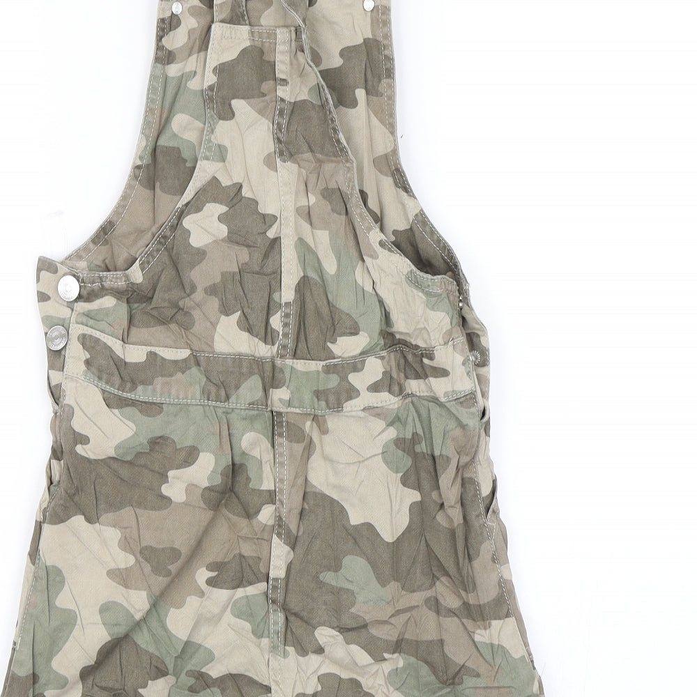 F&F Girls Green Camouflage  Pinafore/Dungaree Dress  Size 9-10 Years