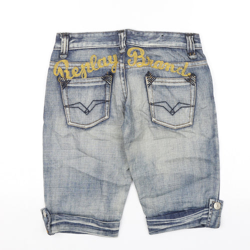 Replay Mens Blue  Denim Chino Shorts Size 30