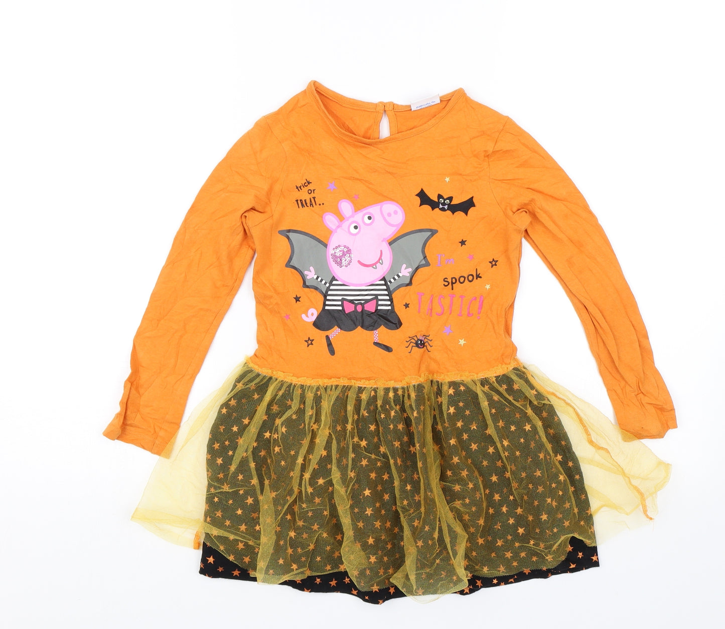 F&F Girls Orange   Shift  Size 6-7 Years  - Peppa Pig Halloween