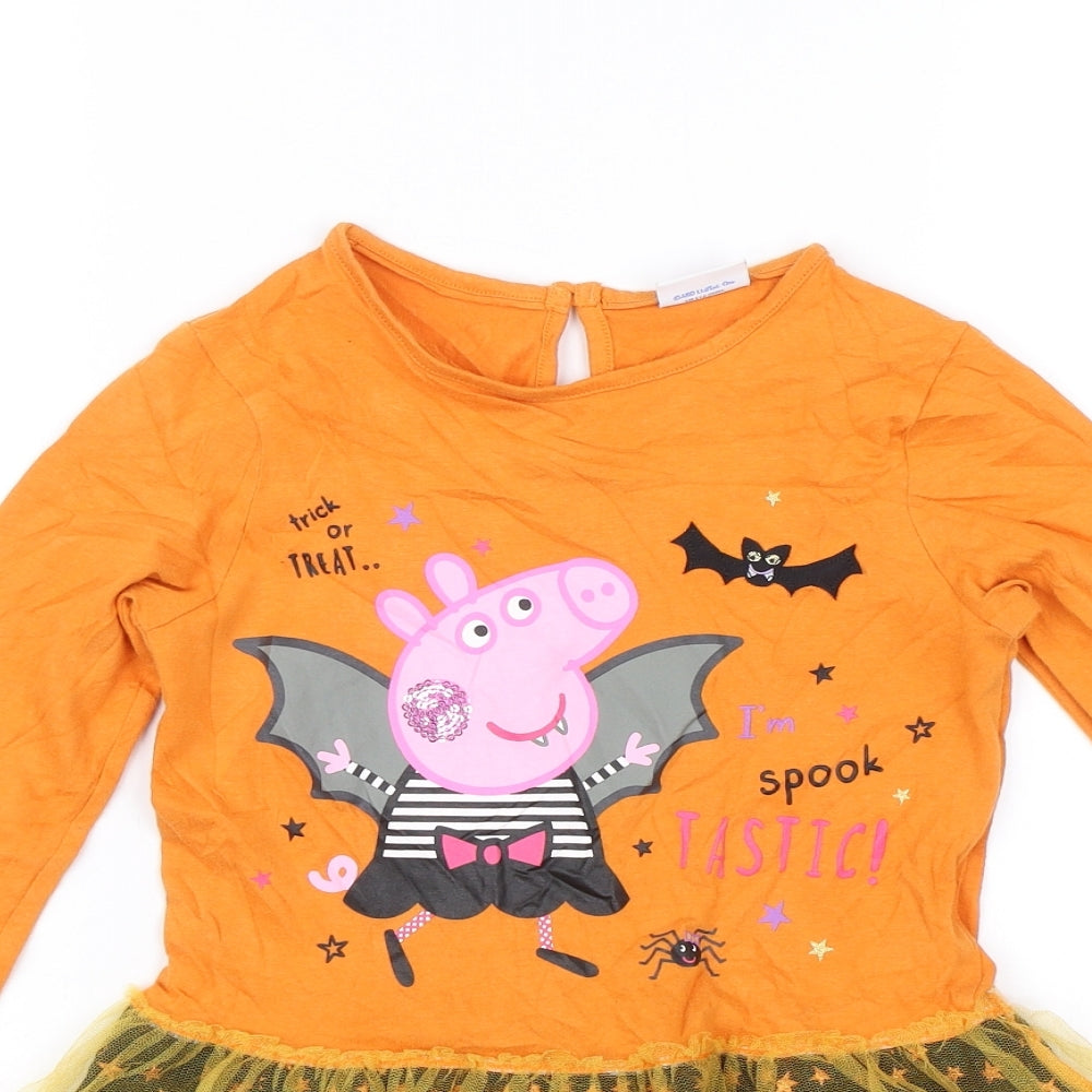 F&F Girls Orange   Shift  Size 6-7 Years  - Peppa Pig Halloween