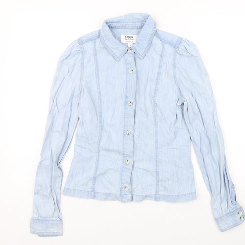 Miss Selfridge Womens Blue   Basic Button-Up Size 8