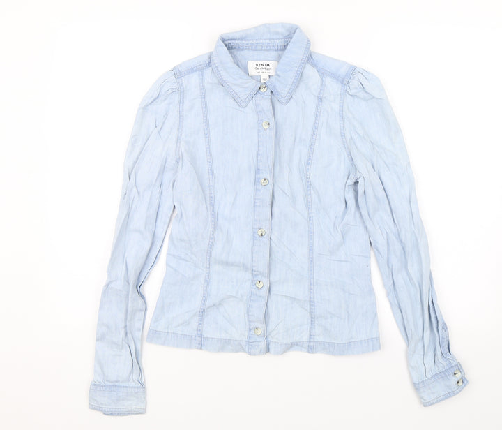Miss Selfridge Womens Blue   Basic Button-Up Size 8