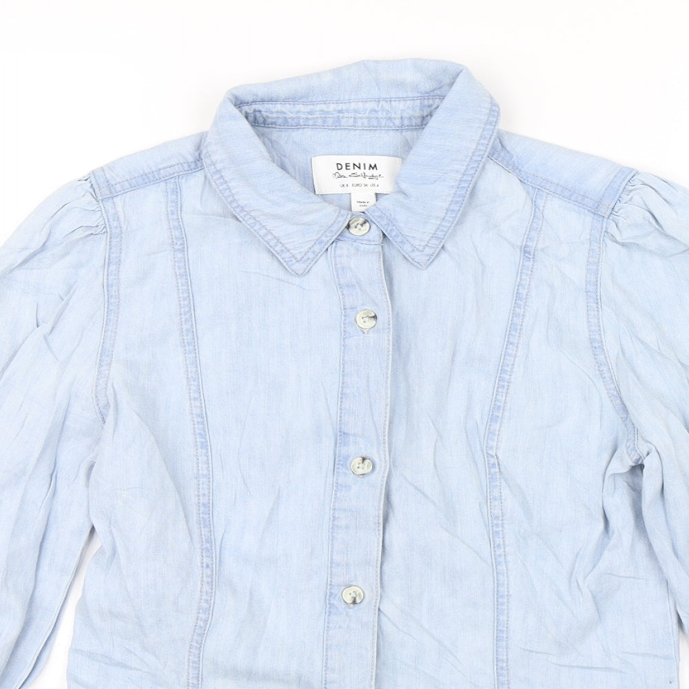 Miss Selfridge Womens Blue   Basic Button-Up Size 8