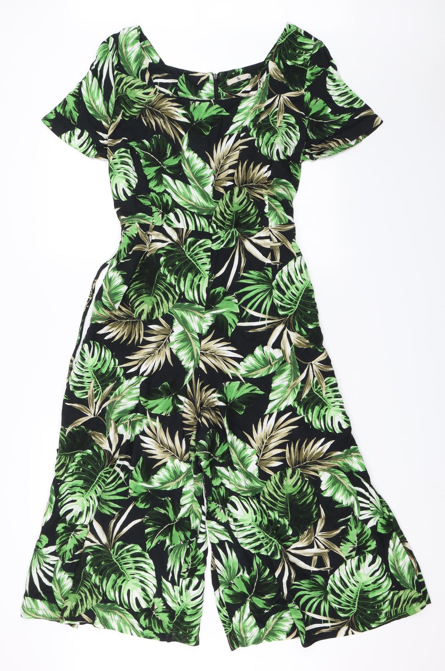 TU Womens Green Floral  Jumpsuit One-Piece Size 16