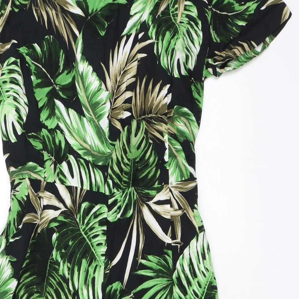 TU Womens Green Floral  Jumpsuit One-Piece Size 16