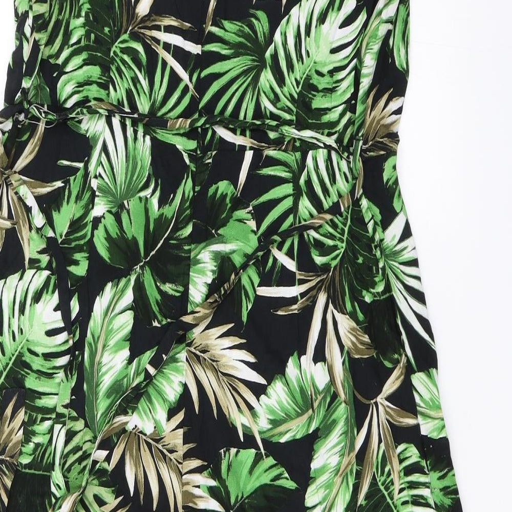 TU Womens Green Floral  Jumpsuit One-Piece Size 16