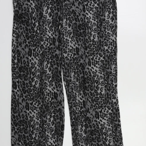 M&S Womens Grey Animal Print  Jogger Trousers Size 18 L25 in