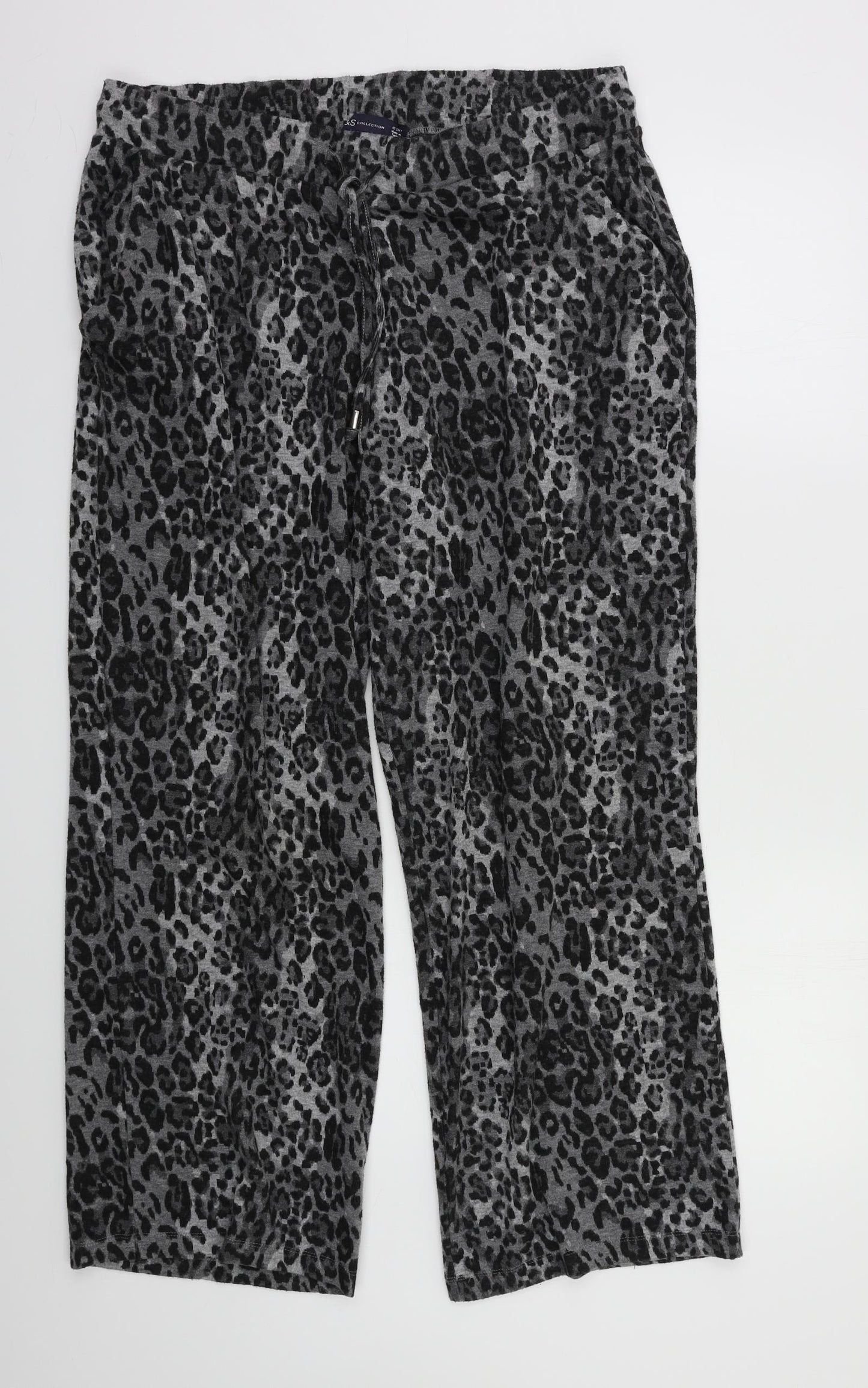M&S Womens Grey Animal Print  Jogger Trousers Size 18 L25 in