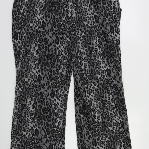 M&S Womens Grey Animal Print  Jogger Trousers Size 18 L25 in