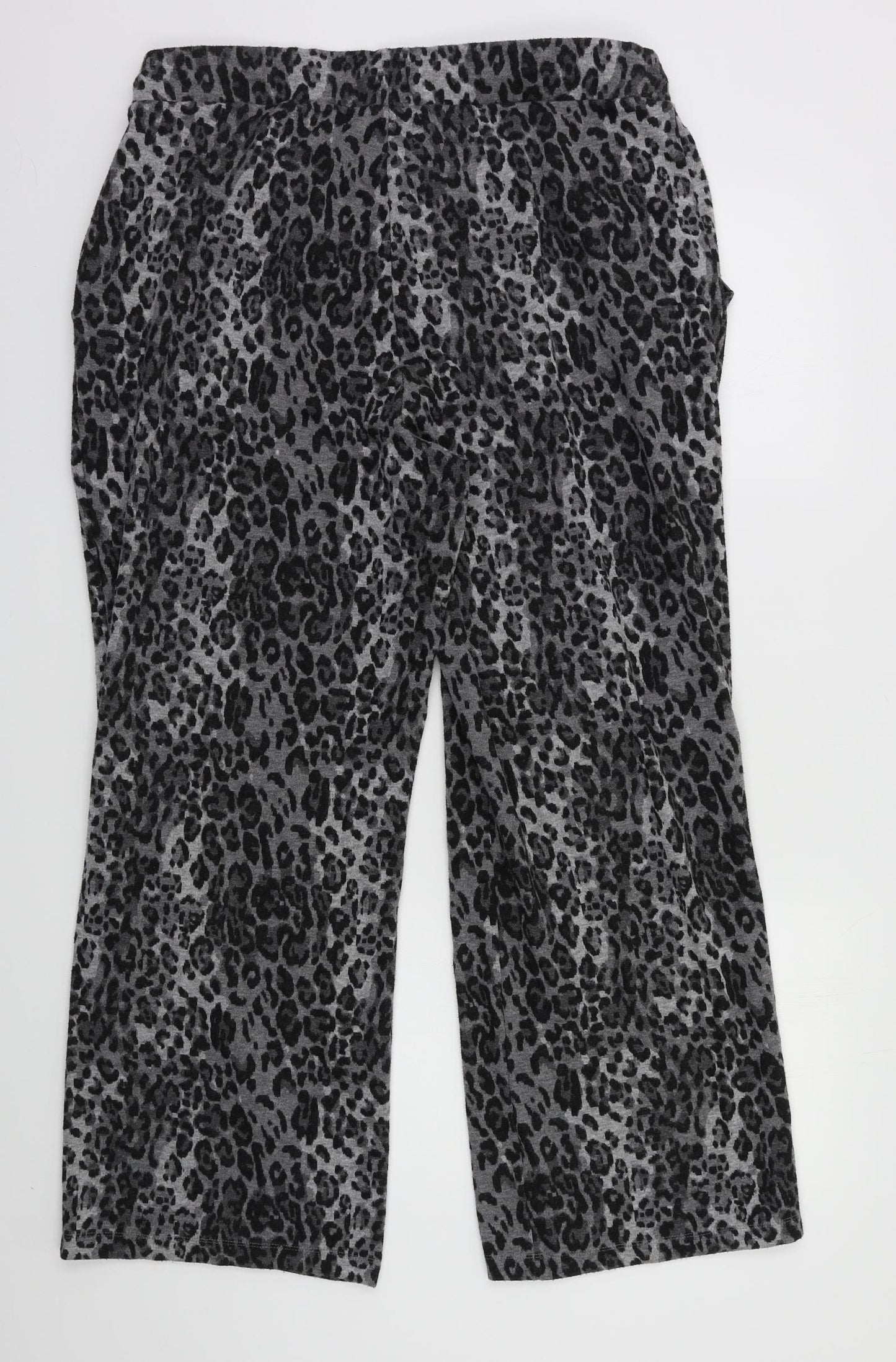 M&S Womens Grey Animal Print  Jogger Trousers Size 18 L25 in