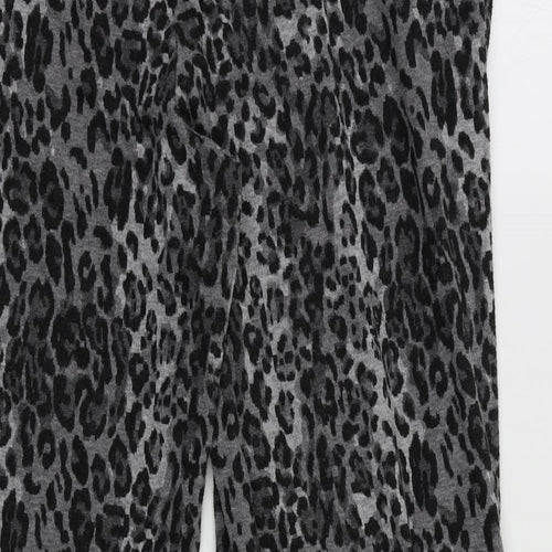 M&S Womens Grey Animal Print  Jogger Trousers Size 18 L25 in