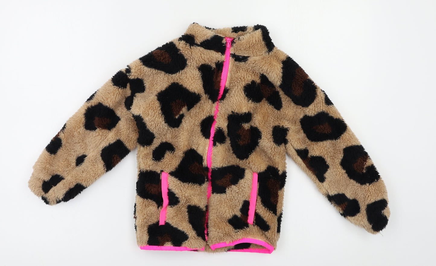 TU Girls Beige Animal Print  Full Zip Sweatshirt Size 7 Years