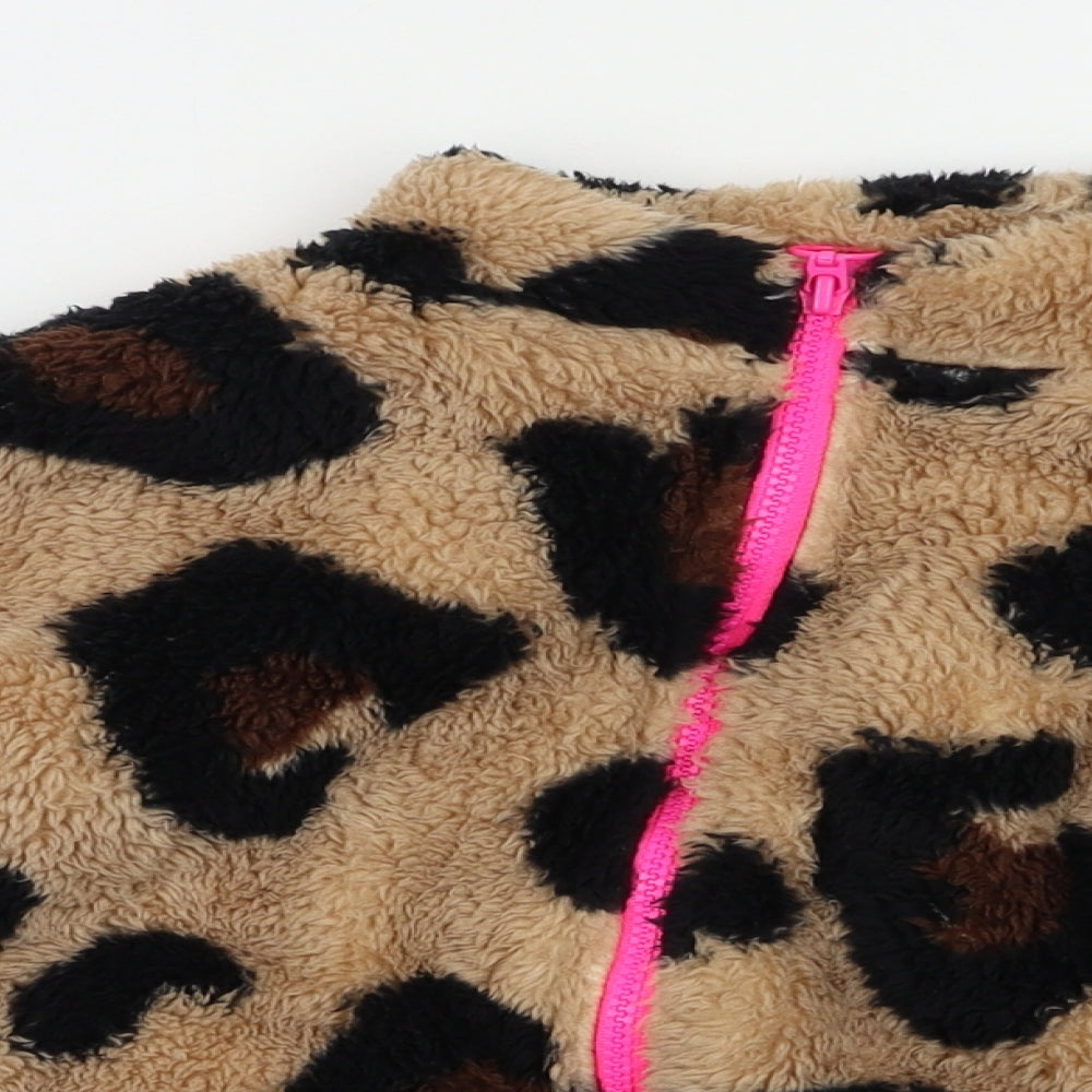 TU Girls Beige Animal Print  Full Zip Sweatshirt Size 7 Years