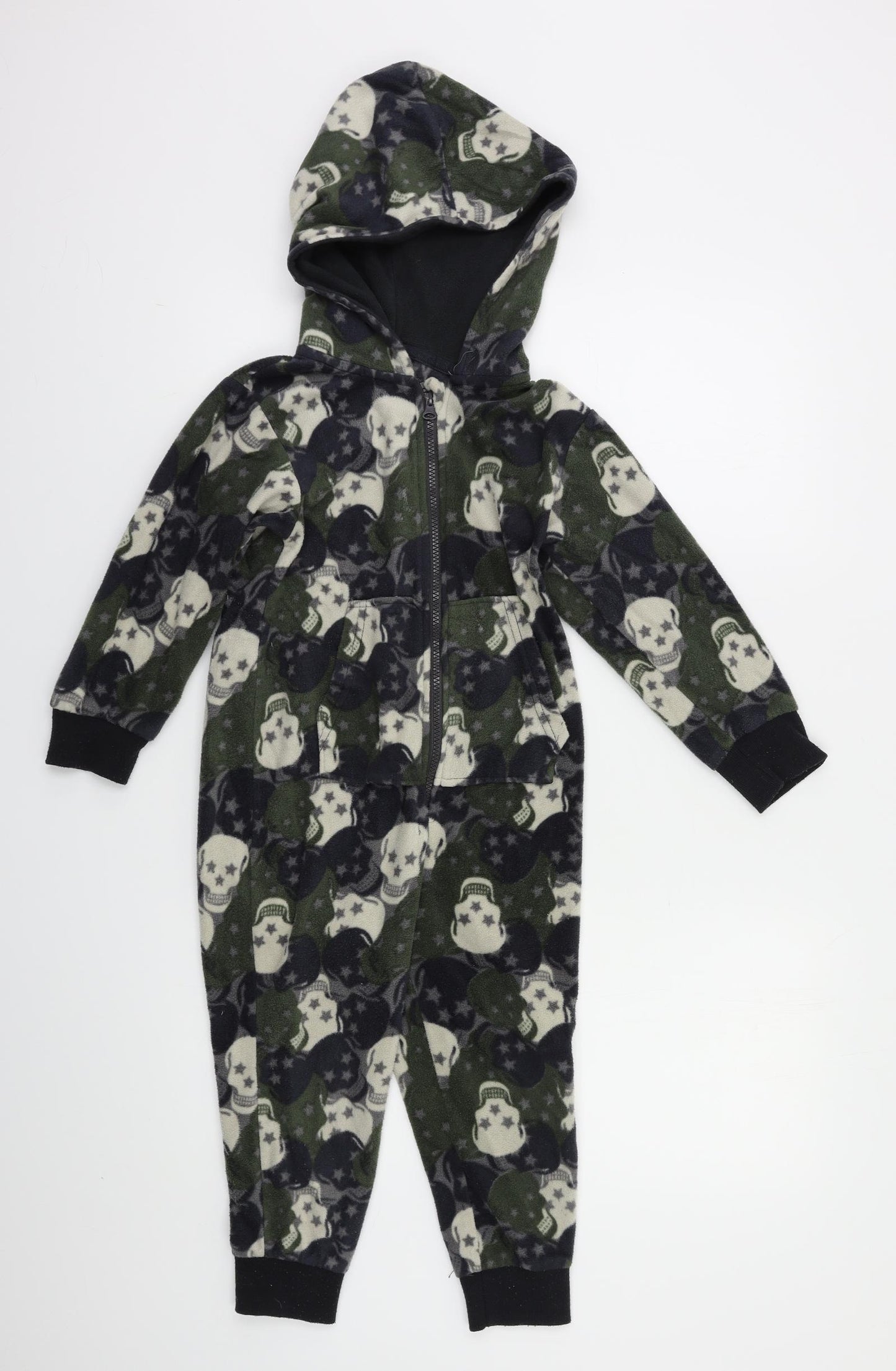 One Zee Boys Green Geometric   Bodysuit Size 5-6 Years  - Skulls