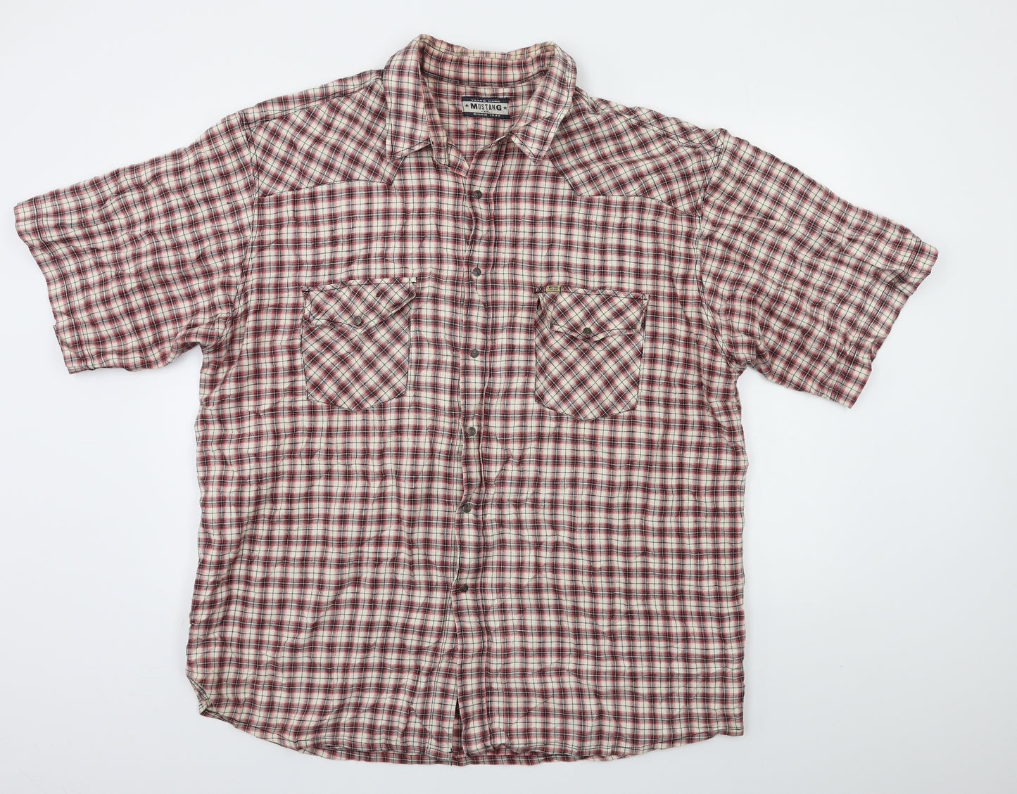 Mustang Mens Red Check   Button-Up Size 2XL