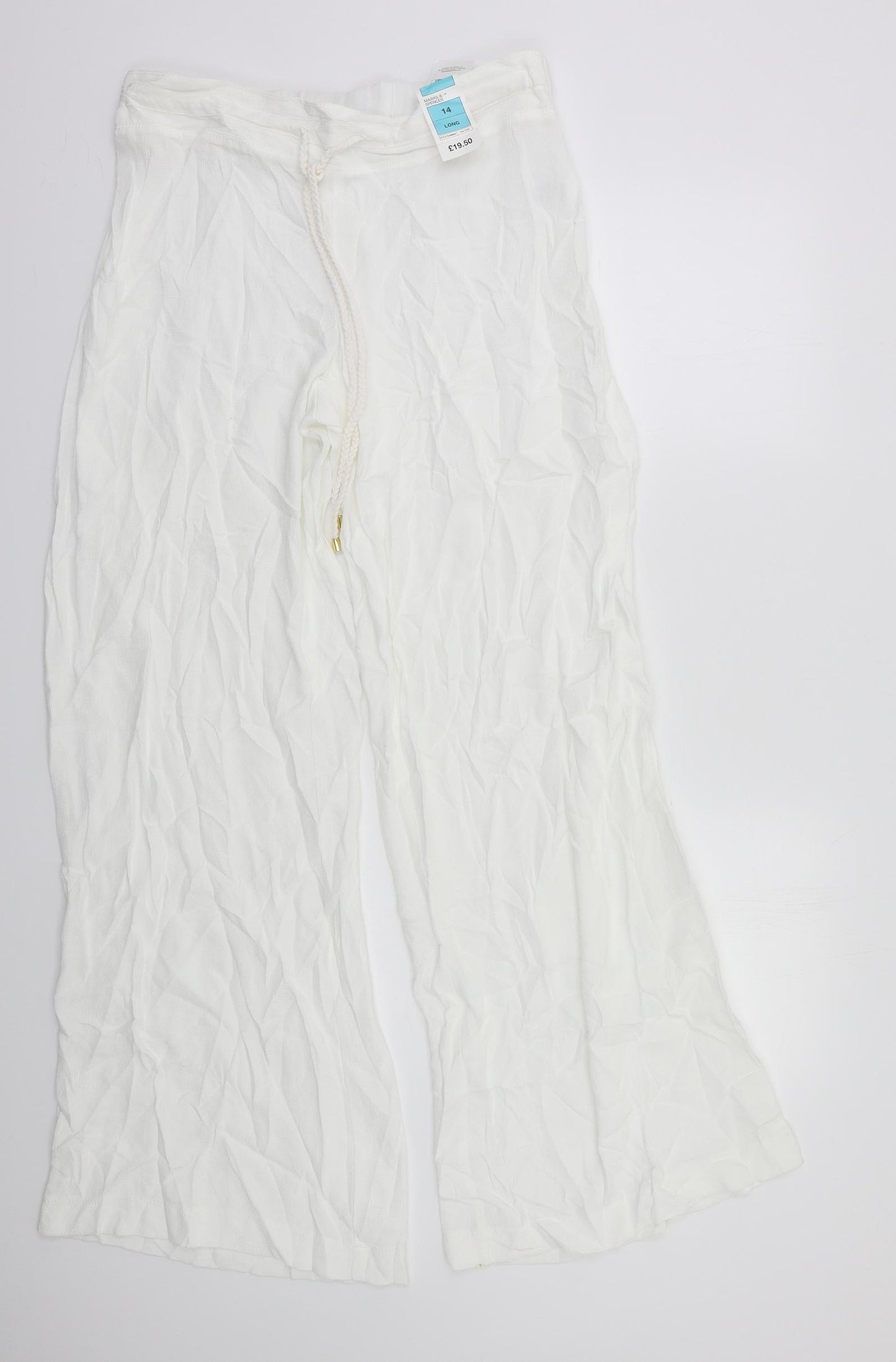 M&S Womens White   Trousers  Size 14 L30 in