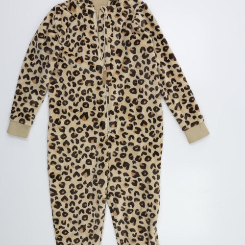 M&S Girls Beige Animal Print   Bodysuit Size 9-10 Years  - Cheetah Onesie