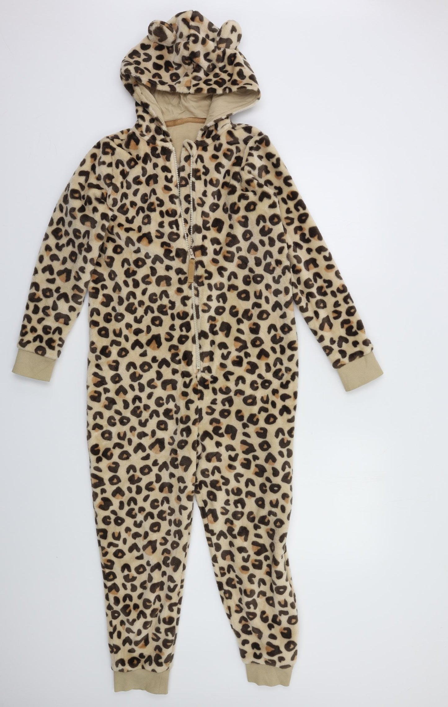 M&S Girls Beige Animal Print   Bodysuit Size 9-10 Years  - Cheetah Onesie