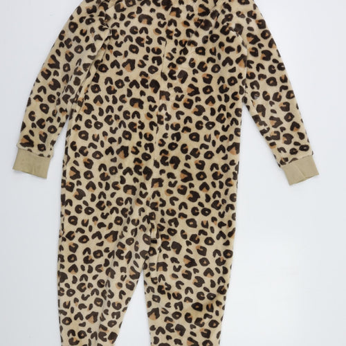 M&S Girls Beige Animal Print   Bodysuit Size 9-10 Years  - Cheetah Onesie