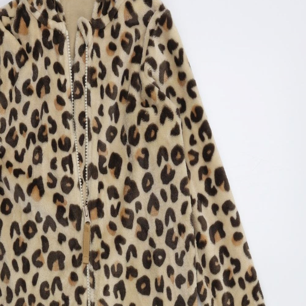 M&S Girls Beige Animal Print   Bodysuit Size 9-10 Years  - Cheetah Onesie