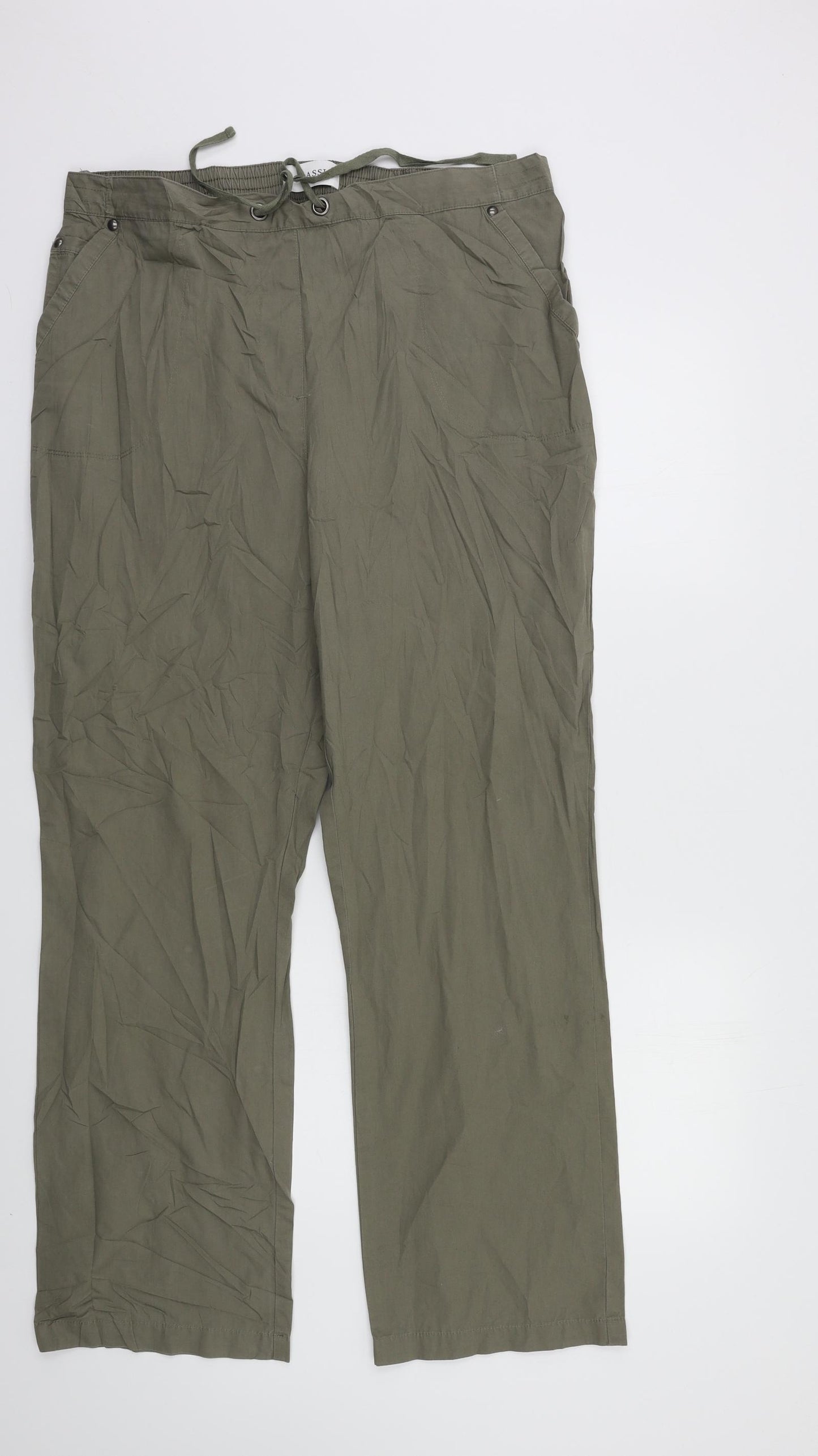M&S Womens Green   Chino Trousers Size 16 L29 in