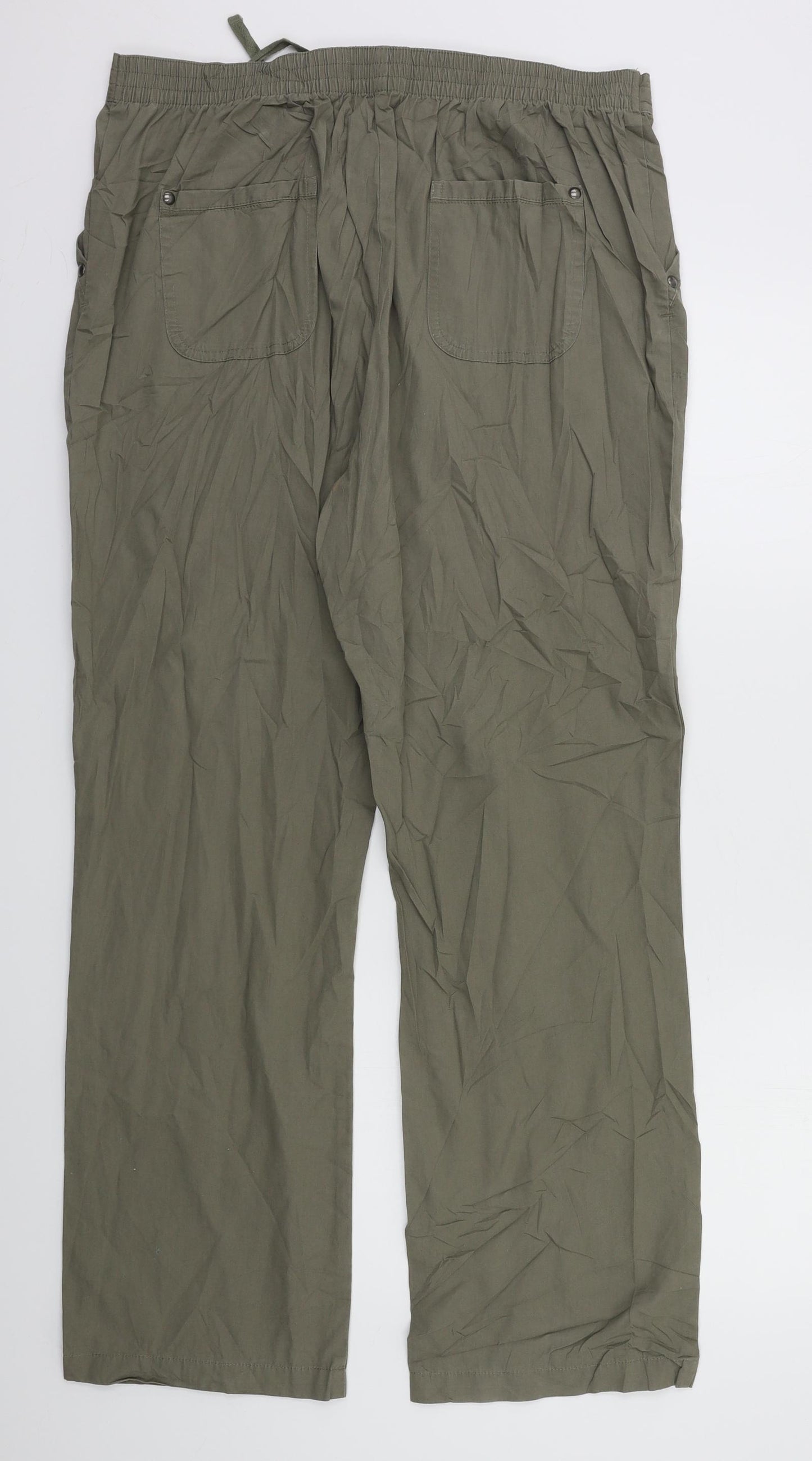 M&S Womens Green   Chino Trousers Size 16 L29 in
