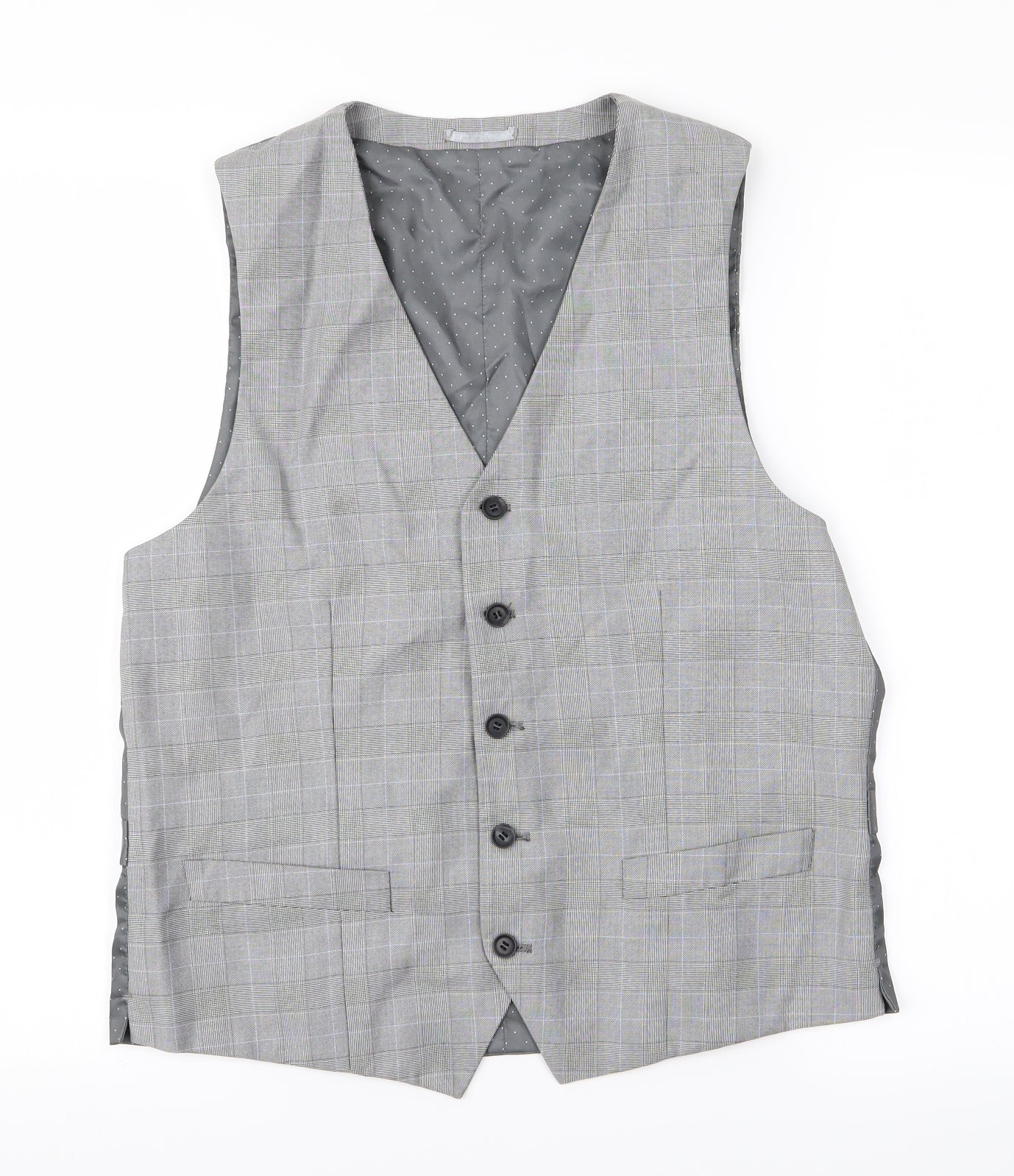 Preworn Mens Grey Check   Suit Waistcoat Size 40