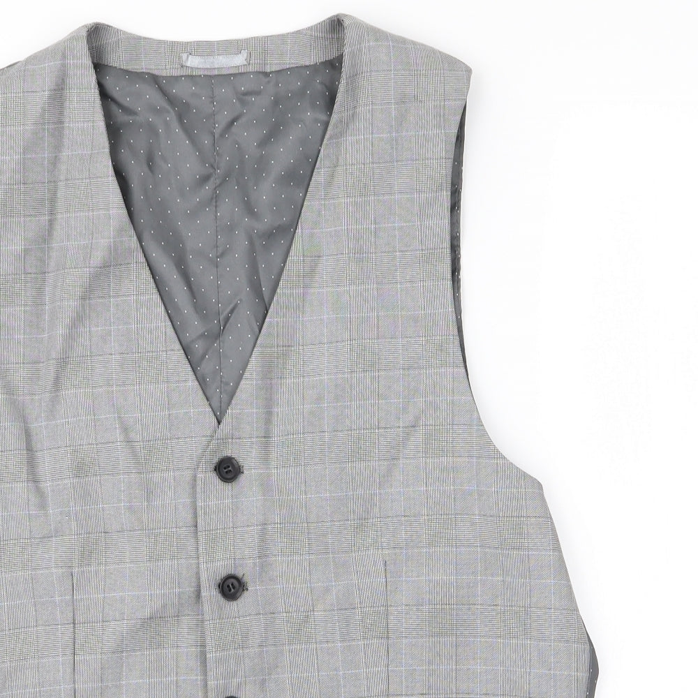 Preworn Mens Grey Check   Suit Waistcoat Size 40