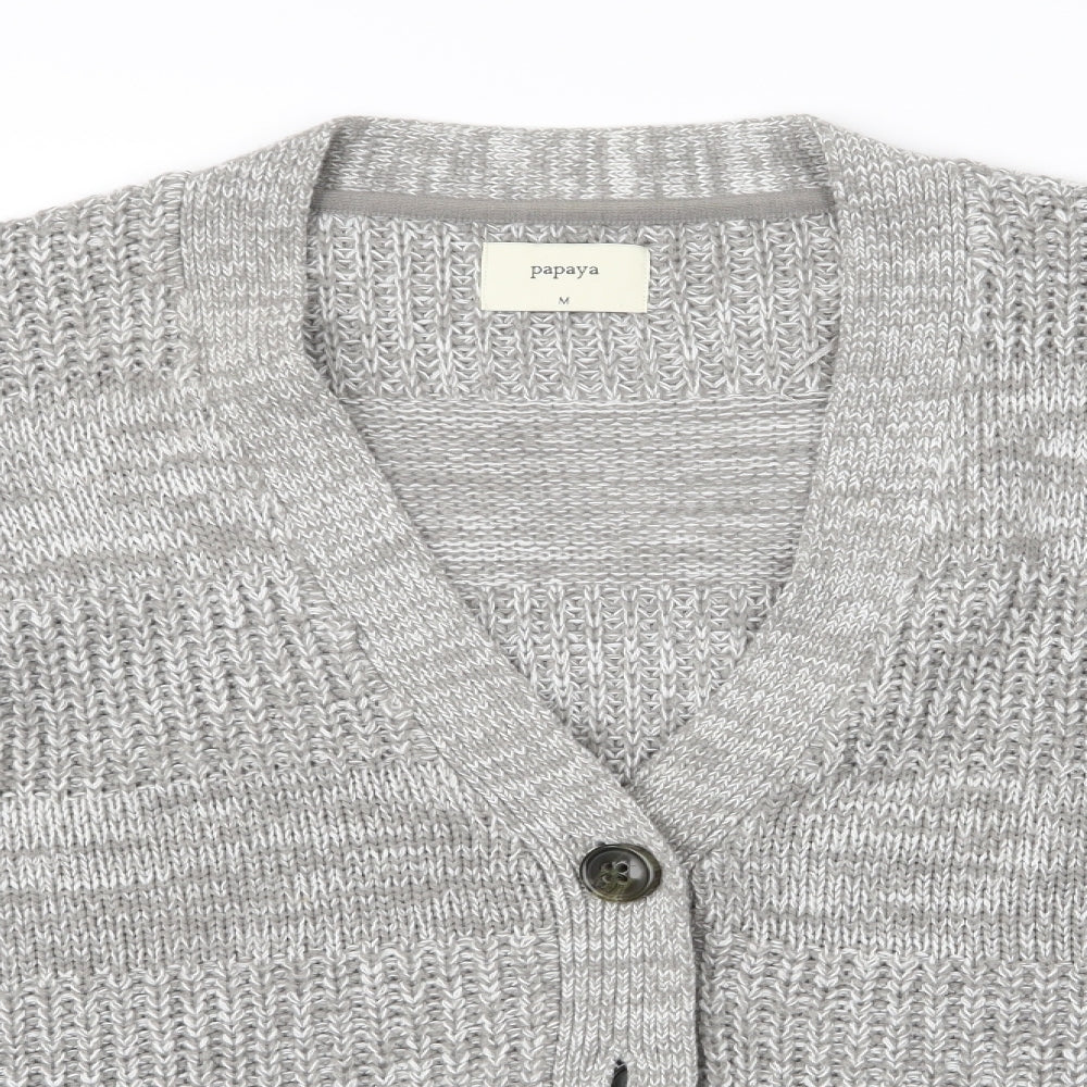 Papaya Womens Grey Argyle/Diamond  Cardigan Jumper Size M