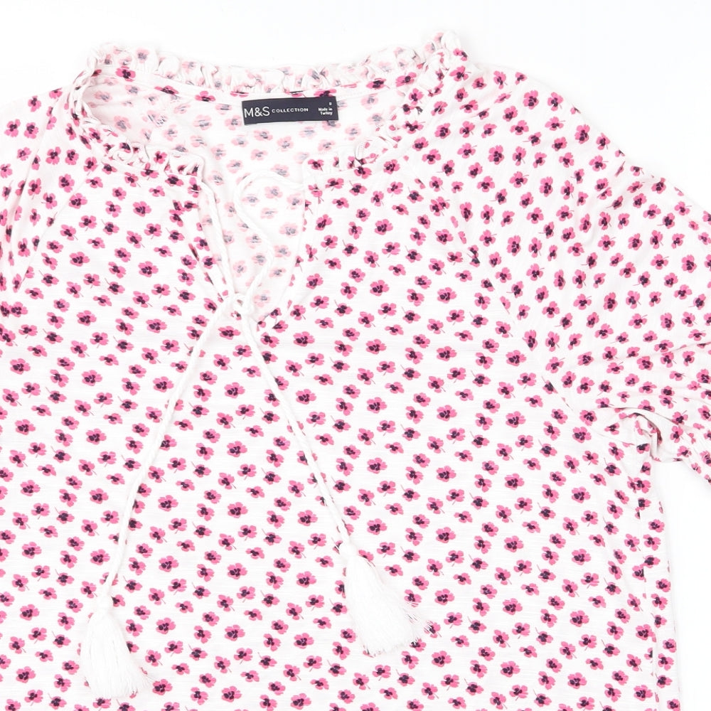 M&S Womens Pink Floral  Basic Blouse Size 8