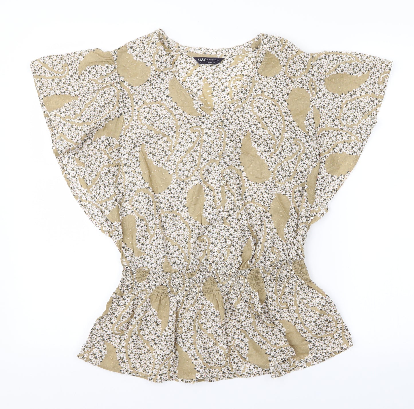 M&S Womens Green Floral  Basic Blouse Size 8