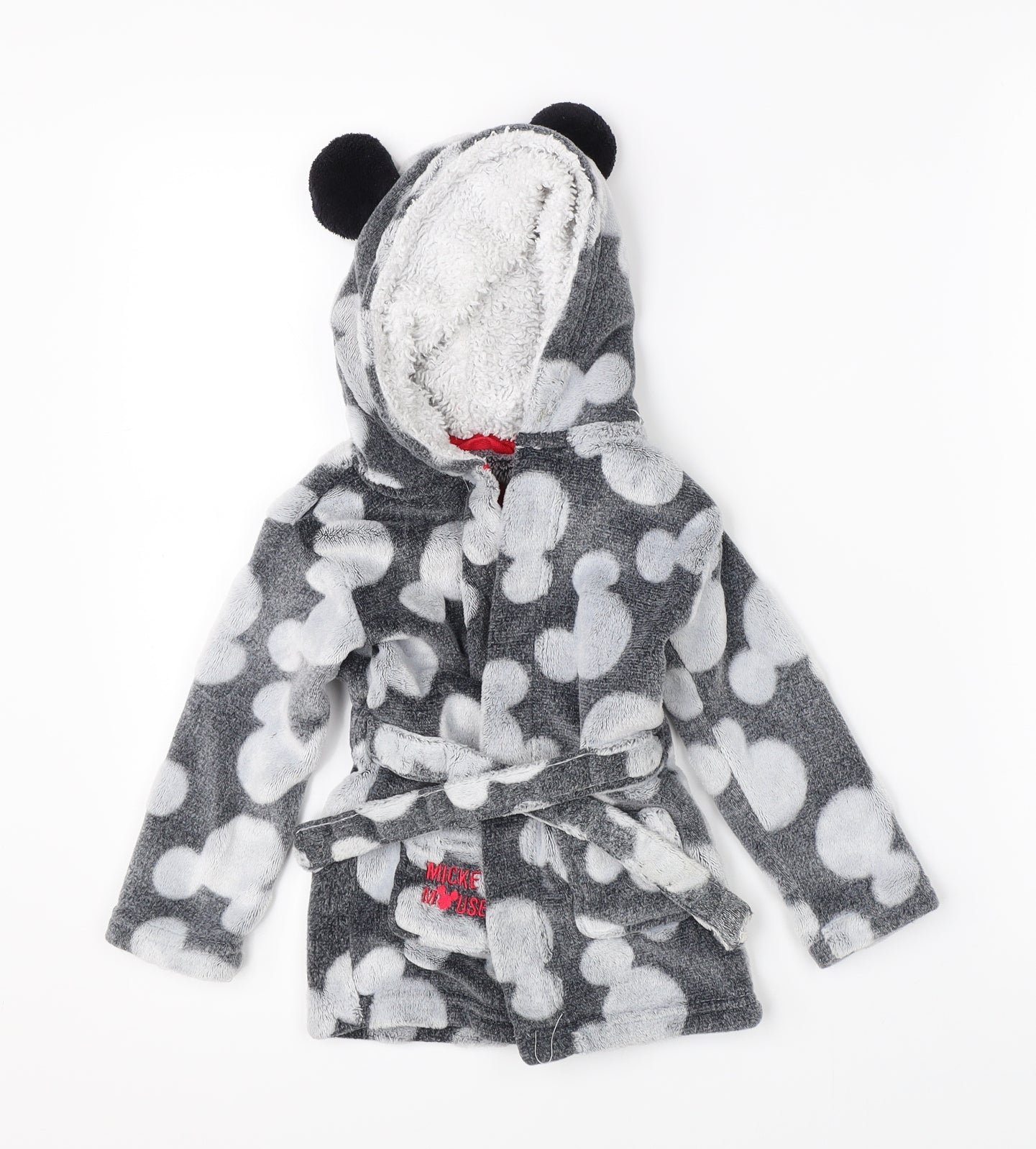 Disney Baby Grey    Robe Size 18-24 Months  - disney mickey mouse